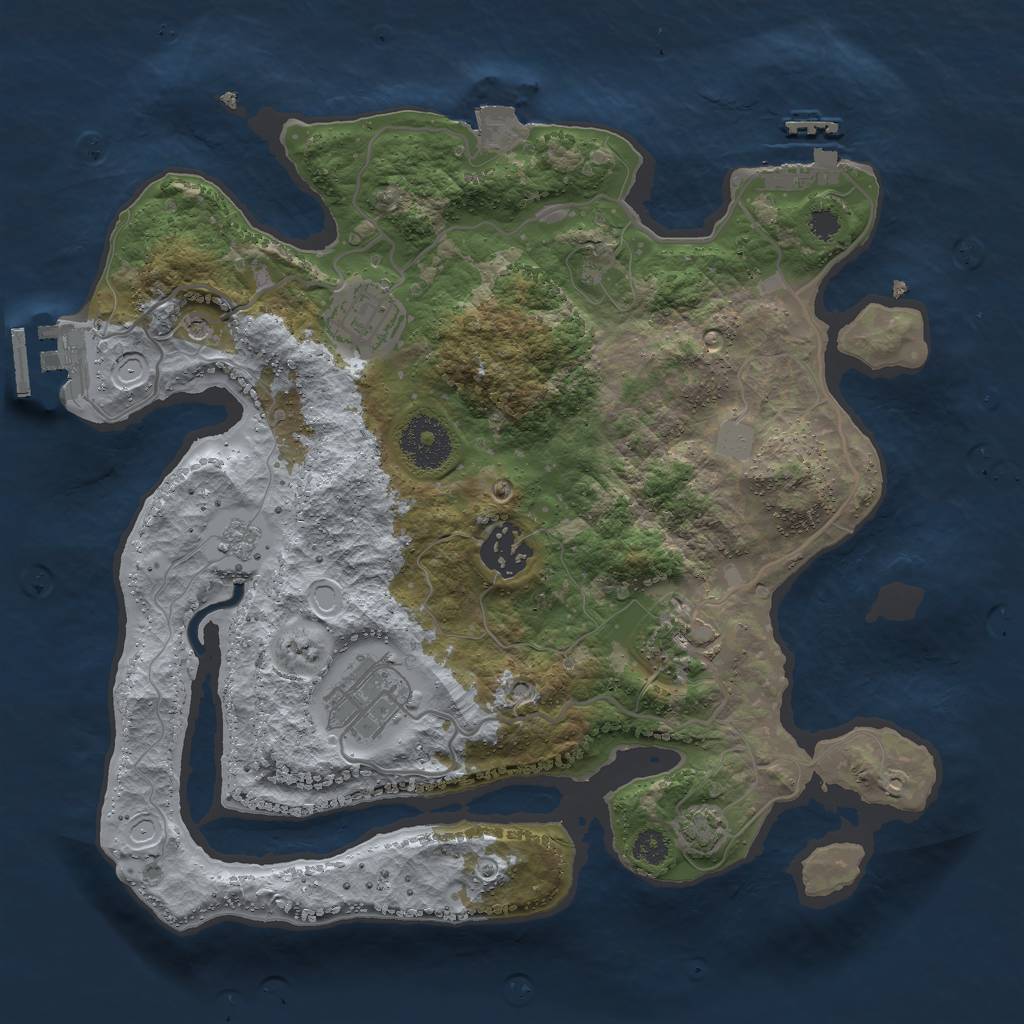 Rust Map: Procedural Map, Size: 3000, Seed: 1912913928, 12 Monuments