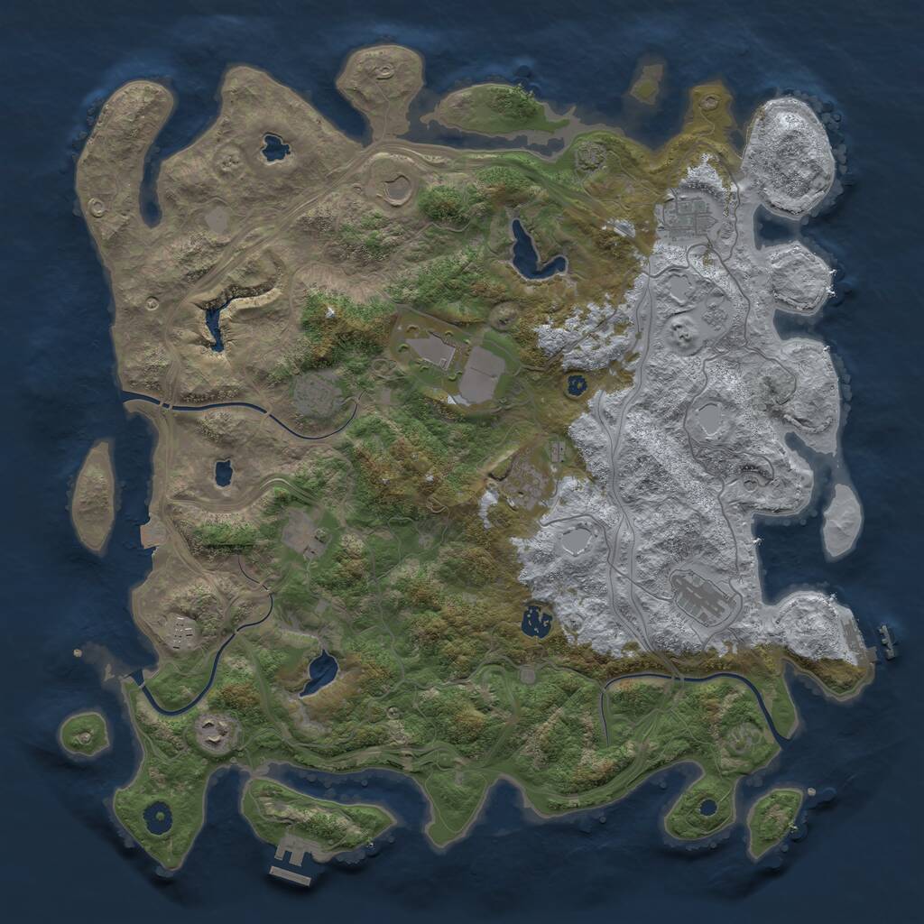 Rust Map: Procedural Map, Size: 4500, Seed: 776815579, 16 Monuments