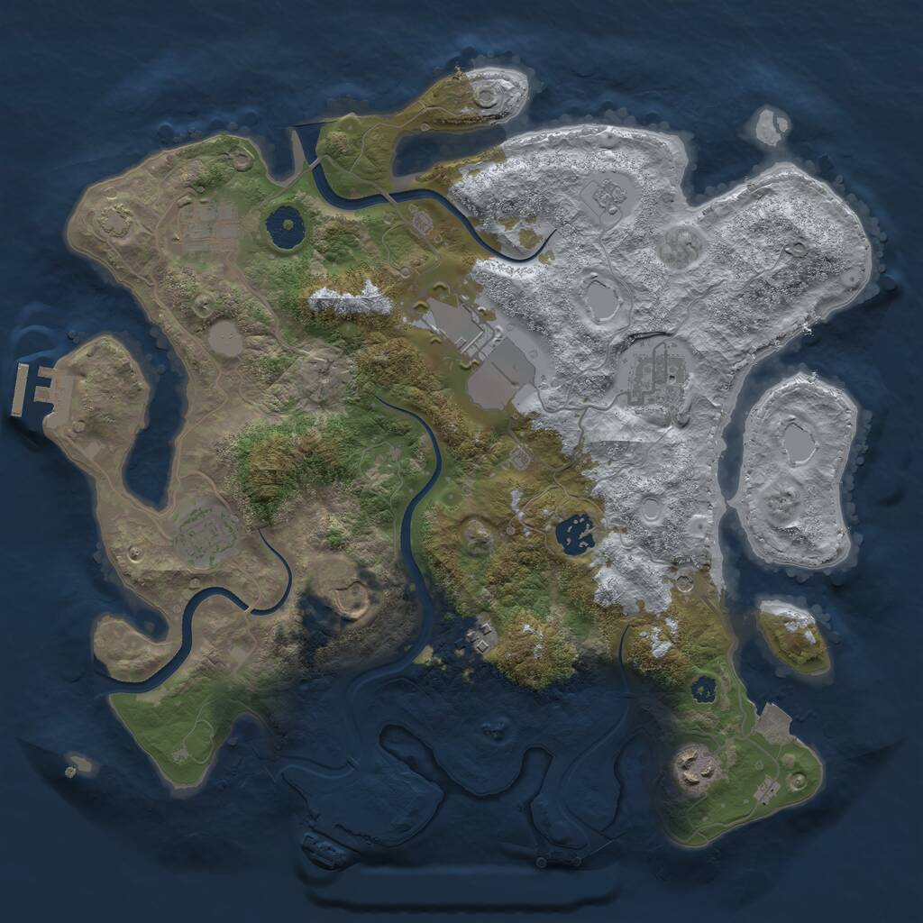 Rust Map: Procedural Map, Size: 3500, Seed: 730650946, 14 Monuments