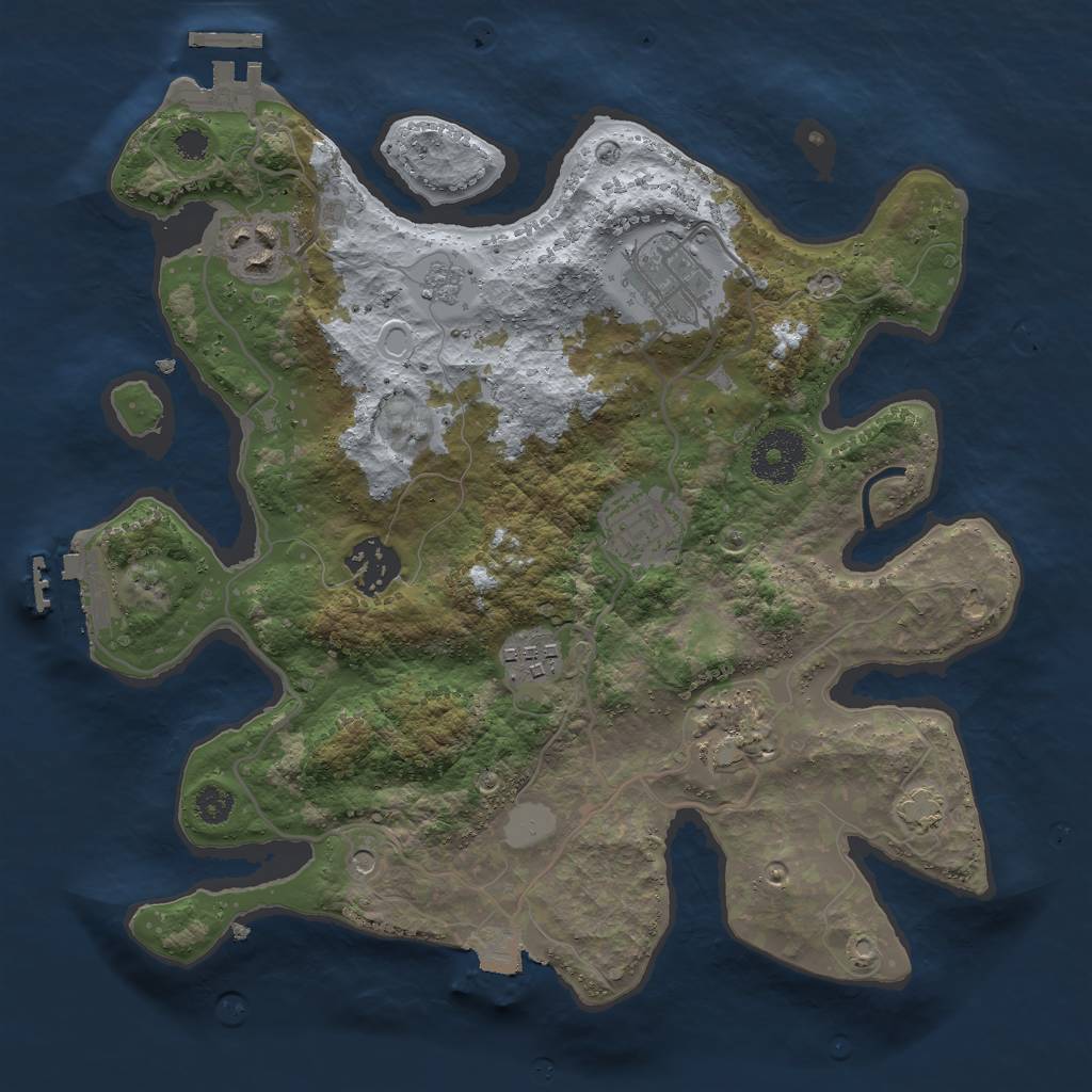 Rust Map: Procedural Map, Size: 3000, Seed: 1957179902, 14 Monuments