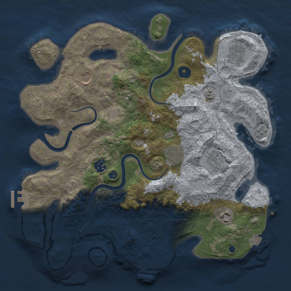 Rust Map: Procedural Map, Size: 3500, Seed: 2044316599, 13 Monuments