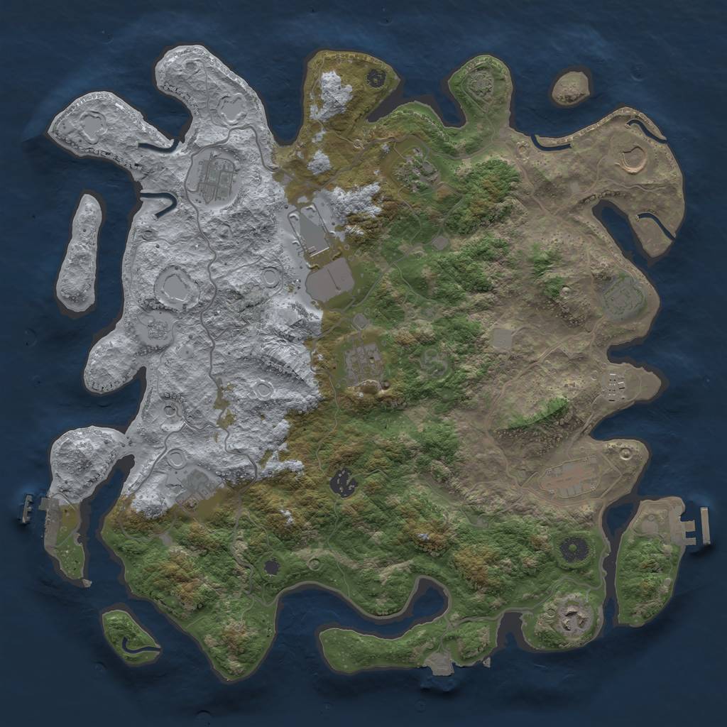 Rust Map: Procedural Map, Size: 4000, Seed: 16597, 19 Monuments