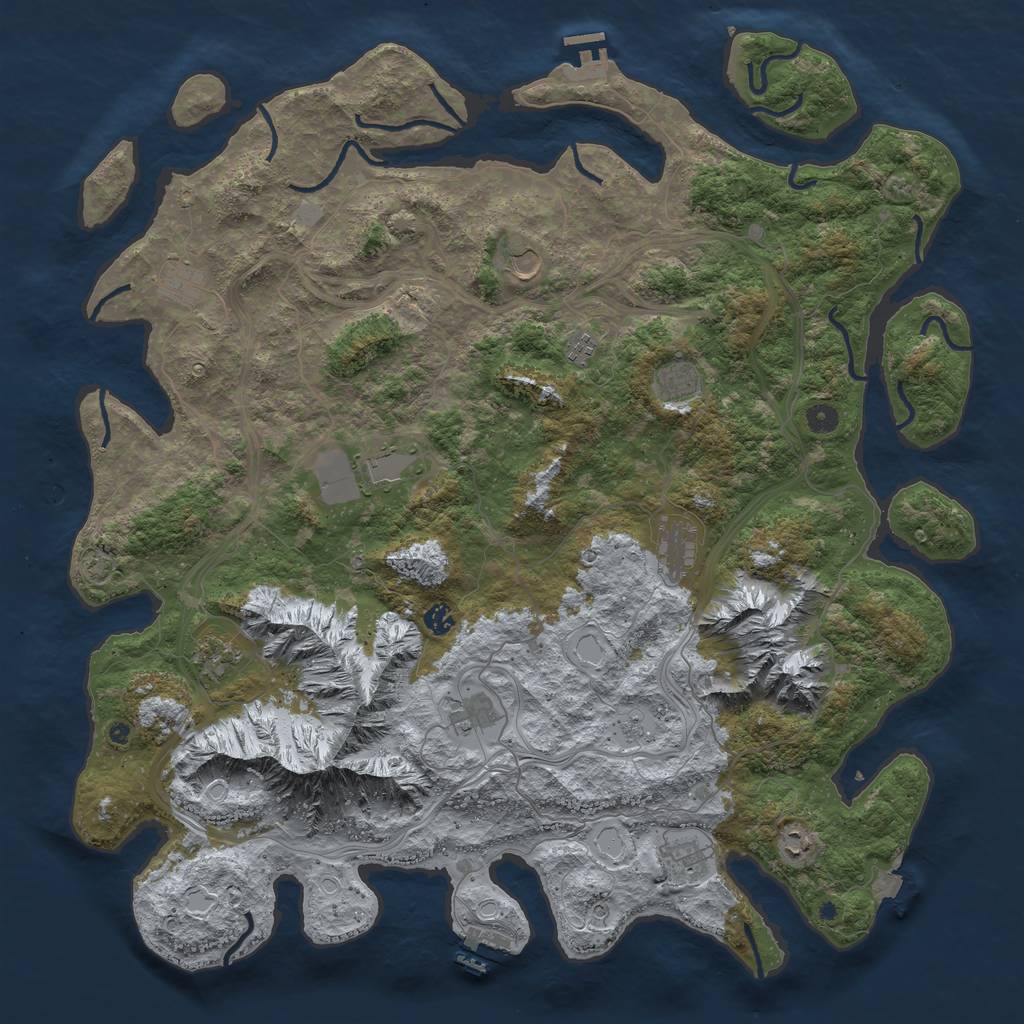Rust Map: Procedural Map, Size: 5000, Seed: 34903930, 19 Monuments
