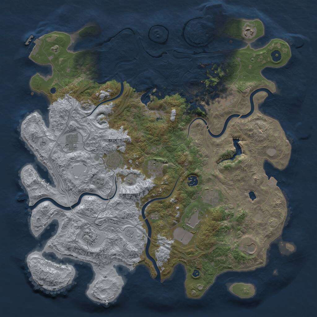 Rust Map: Procedural Map, Size: 4400, Seed: 318989165, 17 Monuments