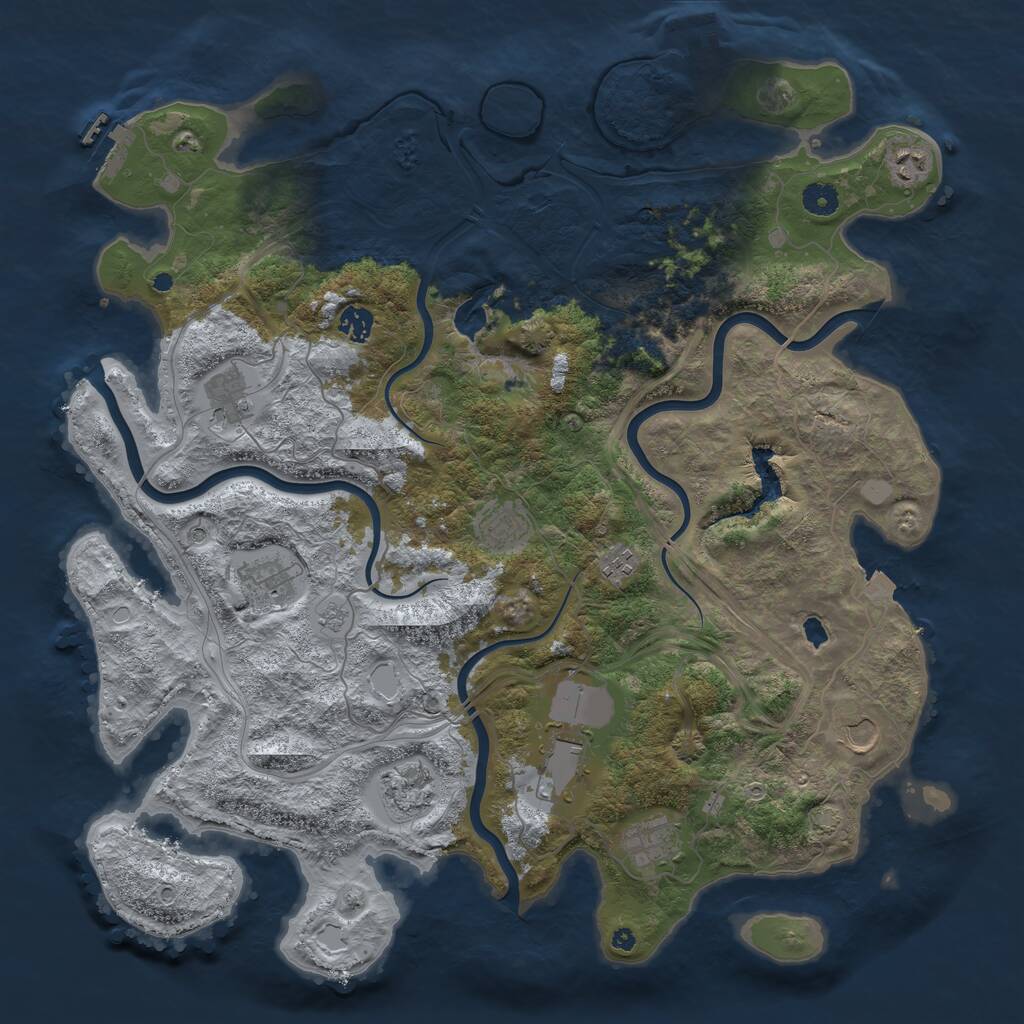 Rust Map: Procedural Map, Size: 4400, Seed: 318989165, 16 Monuments