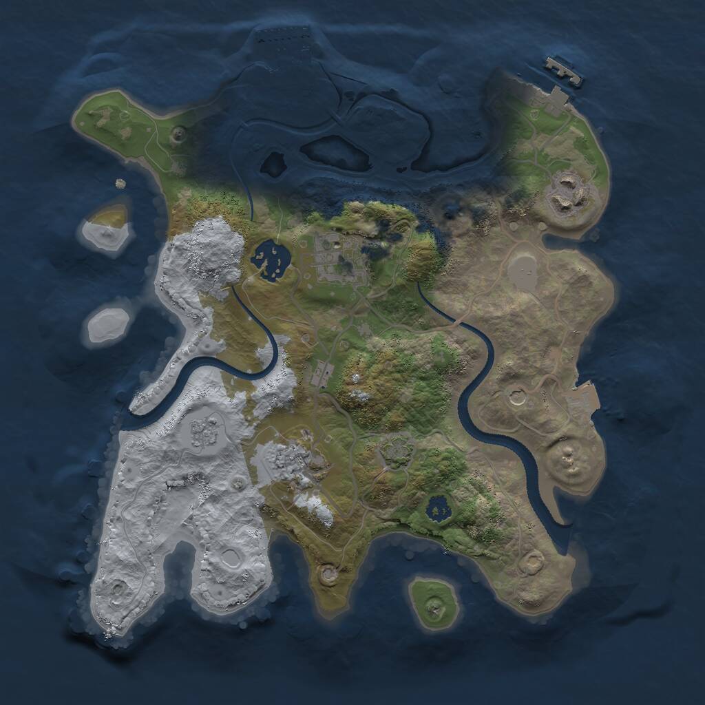 Rust Map: Procedural Map, Size: 2750, Seed: 734959663, 10 Monuments