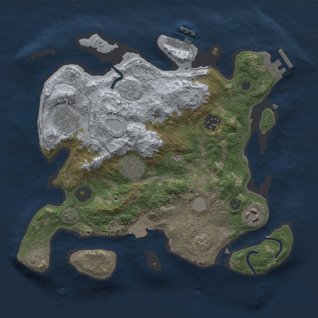 Rust Map: Procedural Map, Size: 3000, Seed: 1123790265, 12 Monuments