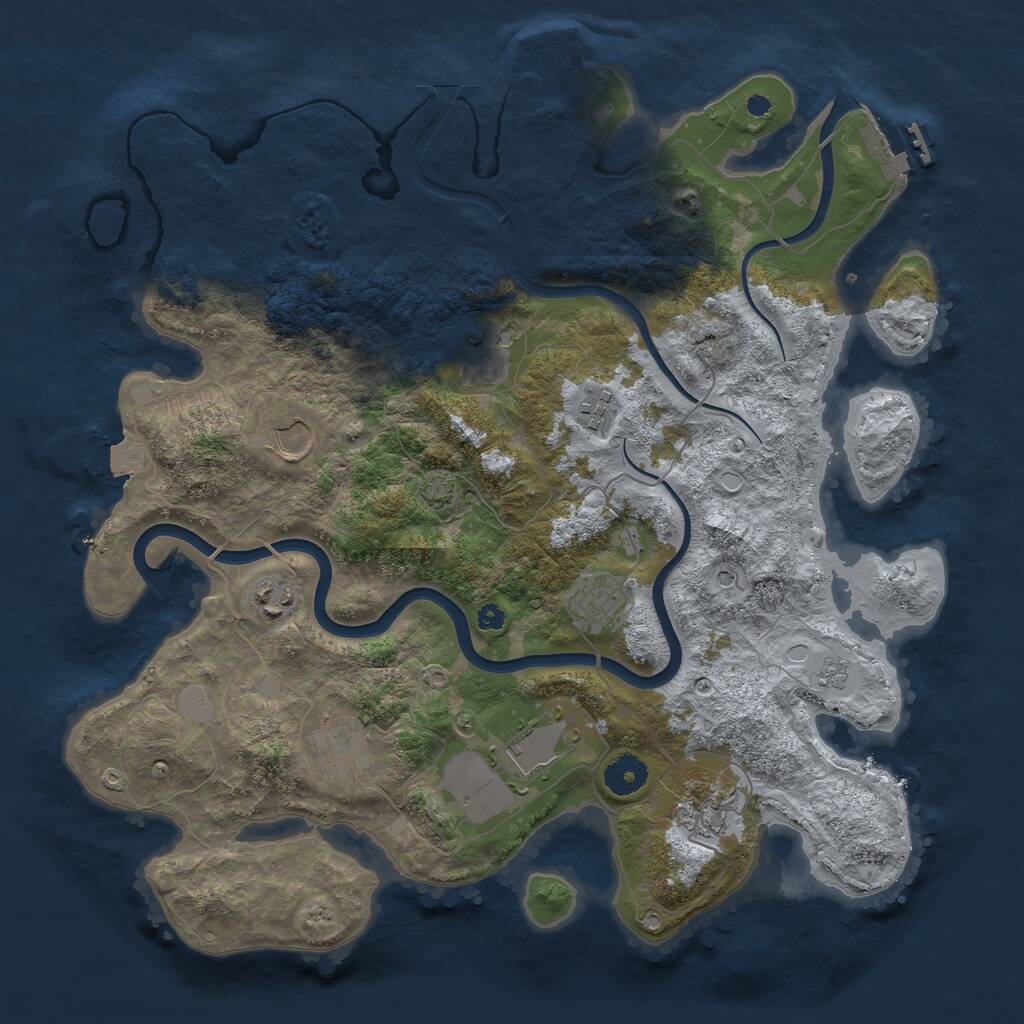 Rust Map: Procedural Map, Size: 3750, Seed: 71428200, 14 Monuments