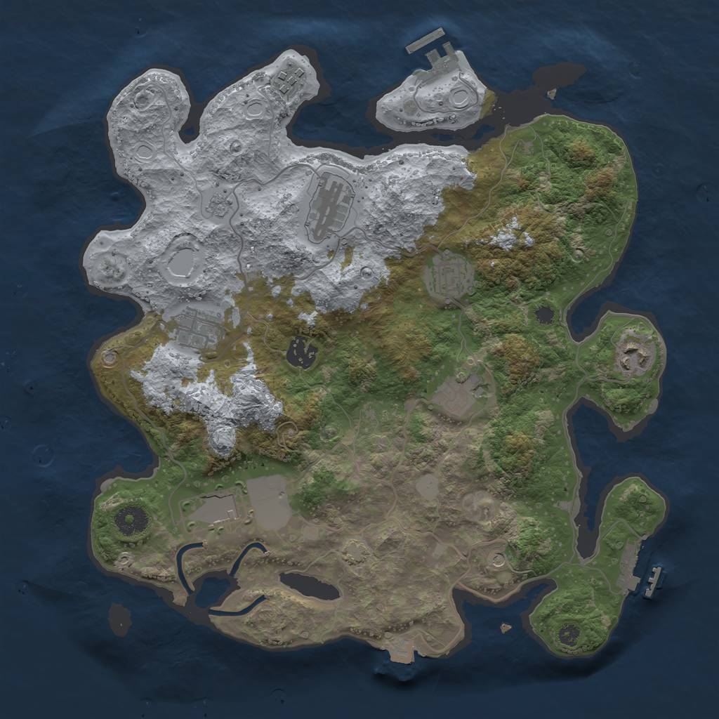 Rust Map: Procedural Map, Size: 3500, Seed: 112229624, 16 Monuments