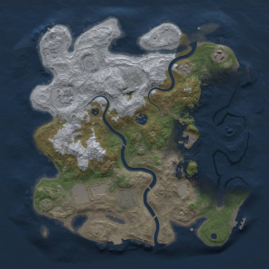 Rust Map: Procedural Map, Size: 3500, Seed: 112229624, 14 Monuments