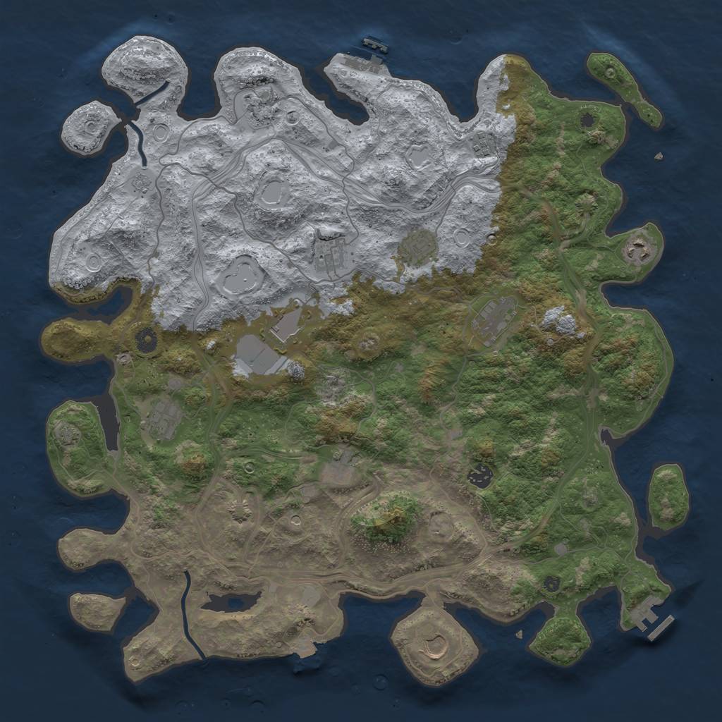 Rust Map: Procedural Map, Size: 4500, Seed: 2069360379, 19 Monuments