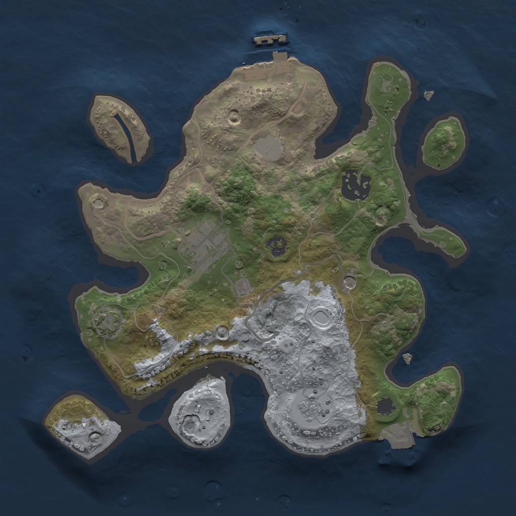 Rust Map: Procedural Map, Size: 2500, Seed: 1932293076, 9 Monuments