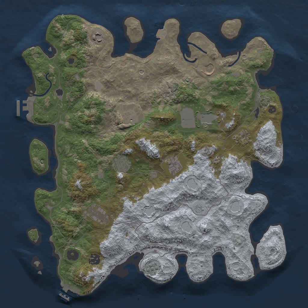 Rust Map: Procedural Map, Size: 4000, Seed: 2008355117, 18 Monuments