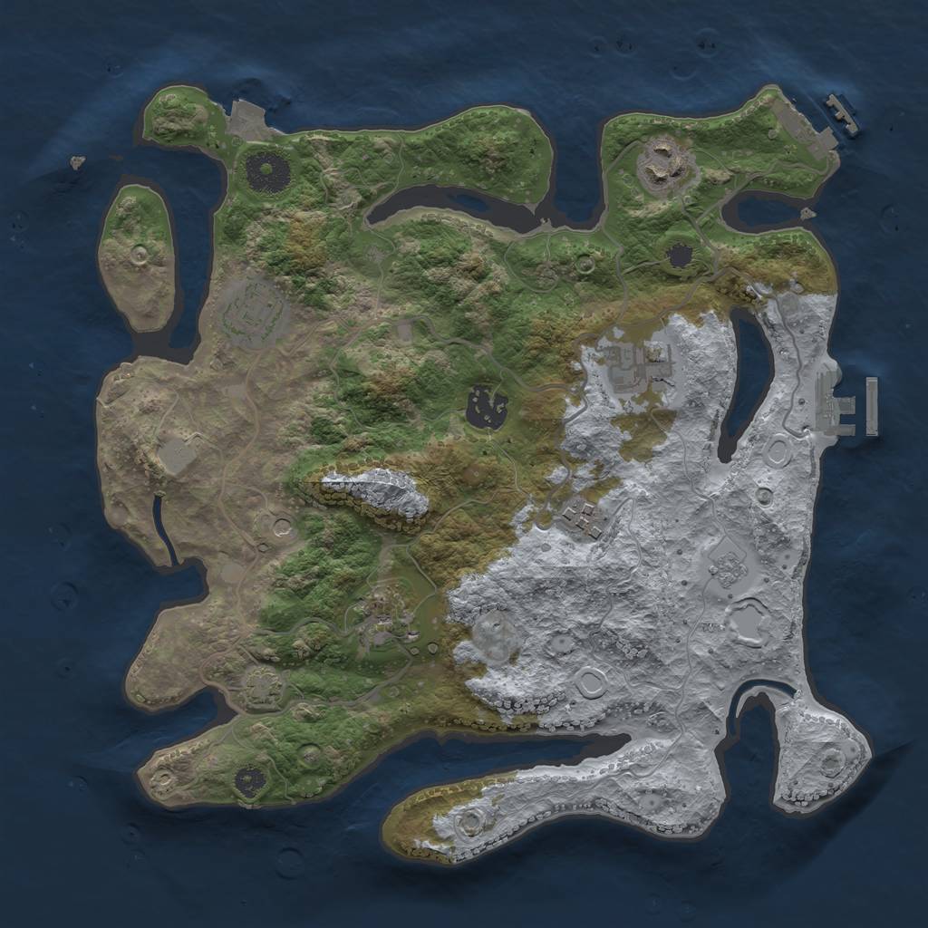 Rust Map: Procedural Map, Size: 3200, Seed: 50636676, 14 Monuments