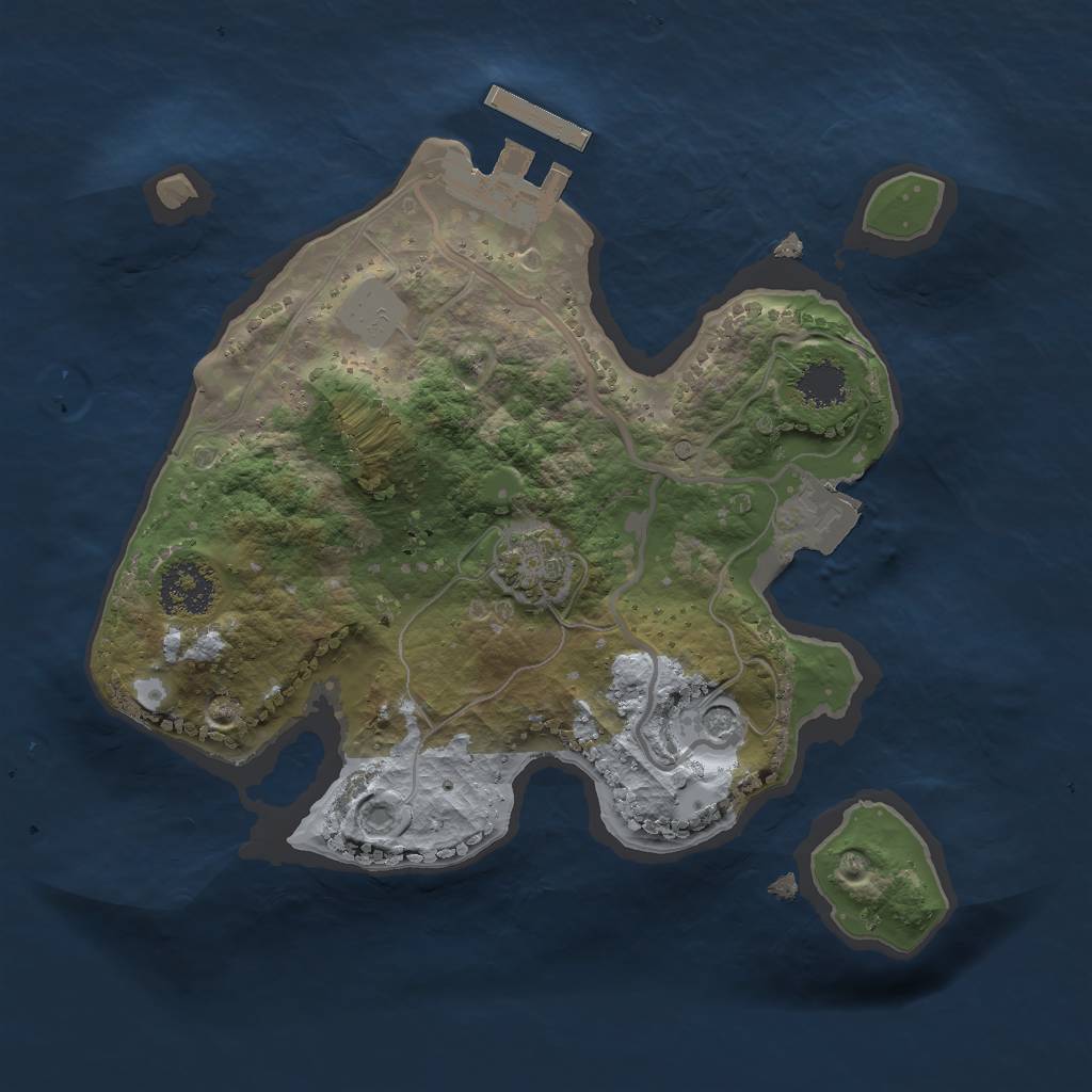 Rust Map: Procedural Map, Size: 2000, Seed: 1459783519, 6 Monuments