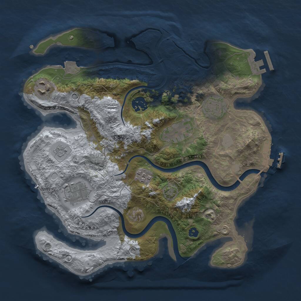 Rust Map: Procedural Map, Size: 3000, Seed: 1284499269, 12 Monuments