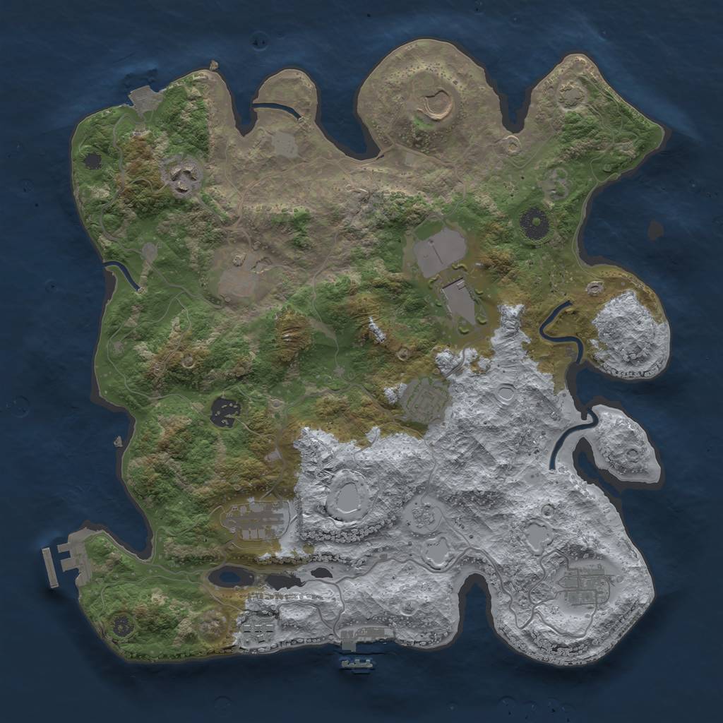 Rust Map: Procedural Map, Size: 3600, Seed: 1794175241, 16 Monuments