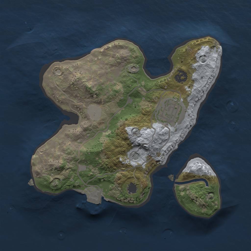 Rust Map: Procedural Map, Size: 2000, Seed: 481523420, 5 Monuments