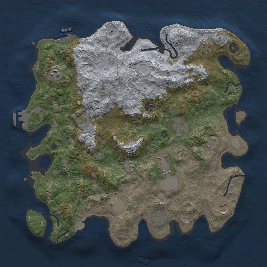 Rust Map: Procedural Map, Size: 4000, Seed: 2007722568, 18 Monuments