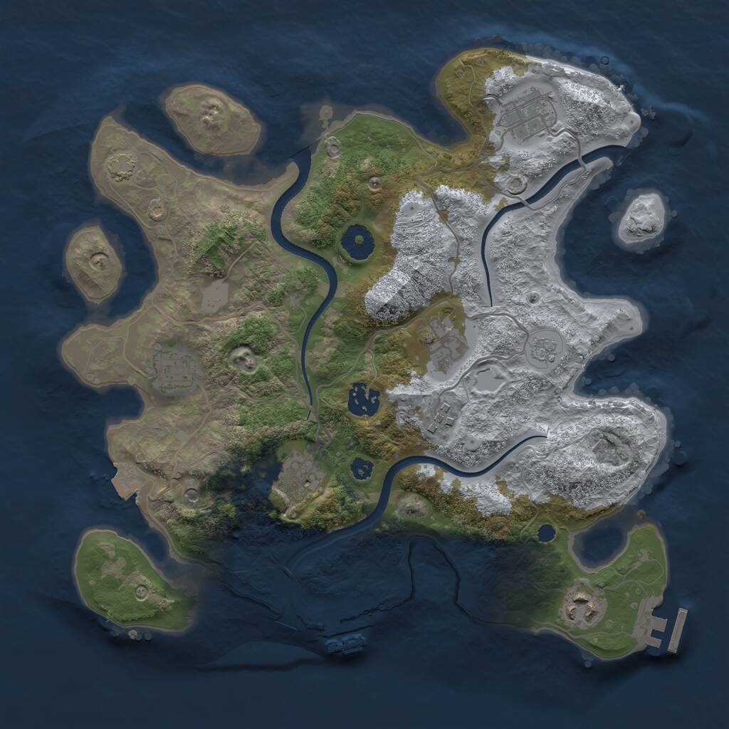 Rust Map: Procedural Map, Size: 3300, Seed: 370644611, 13 Monuments