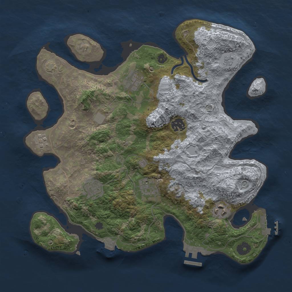 Rust Map: Procedural Map, Size: 3300, Seed: 370644611, 14 Monuments