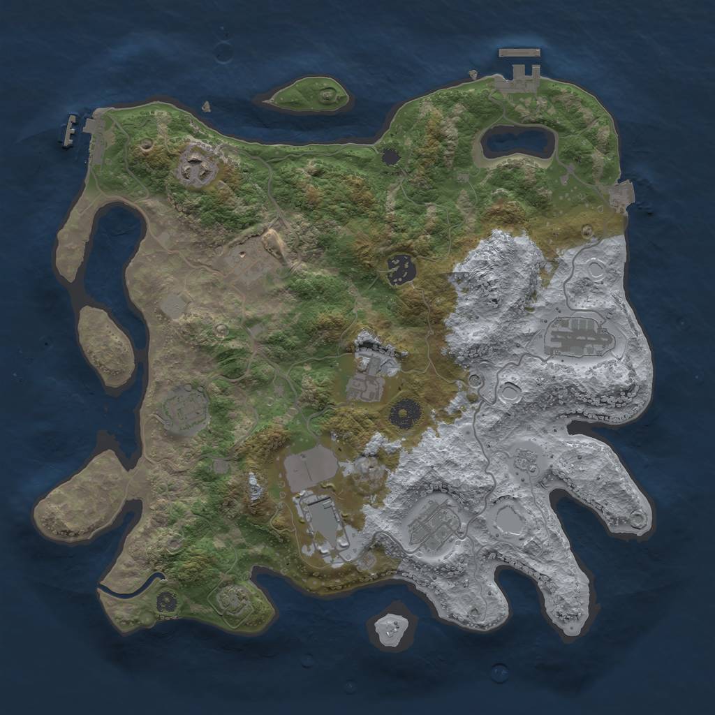Rust Map: Procedural Map, Size: 3500, Seed: 457699578, 16 Monuments