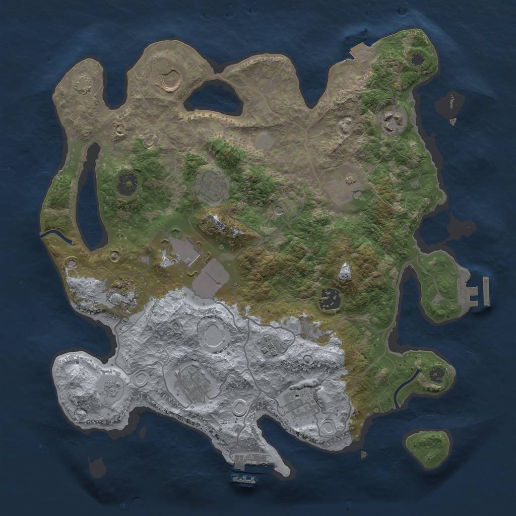 Rust Map: Procedural Map, Size: 3500, Seed: 460581314, 18 Monuments