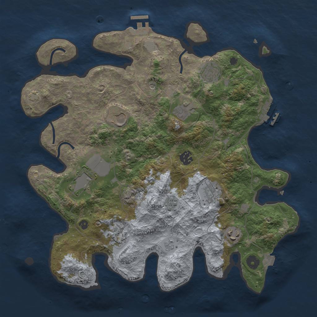Rust Map: Procedural Map, Size: 3600, Seed: 632, 17 Monuments