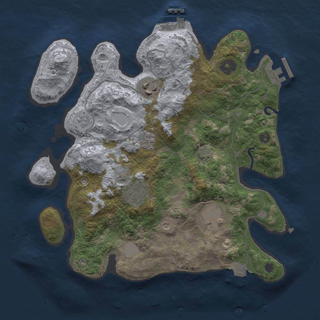 Rust Map: Procedural Map, Size: 3000, Seed: 535489849, 12 Monuments