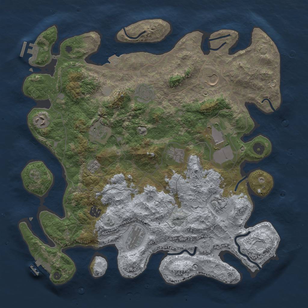 Rust Map: Procedural Map, Size: 4000, Seed: 548569160, 18 Monuments