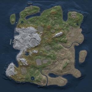Thumbnail Rust Map: Procedural Map, Size: 3500, Seed: 32997061, 13 Monuments