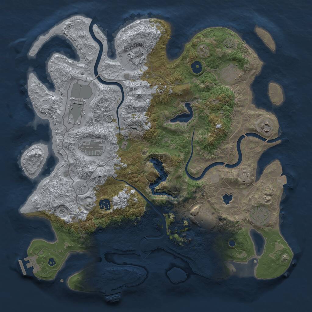 Rust Map: Procedural Map, Size: 4000, Seed: 727497, 15 Monuments