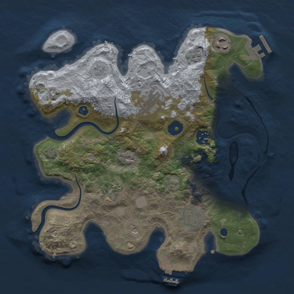 Rust Map: Procedural Map, Size: 3000, Seed: 1907578058, 12 Monuments