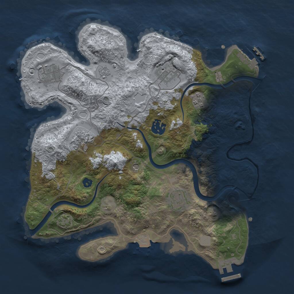 Rust Map: Procedural Map, Size: 3000, Seed: 1959467385, 12 Monuments