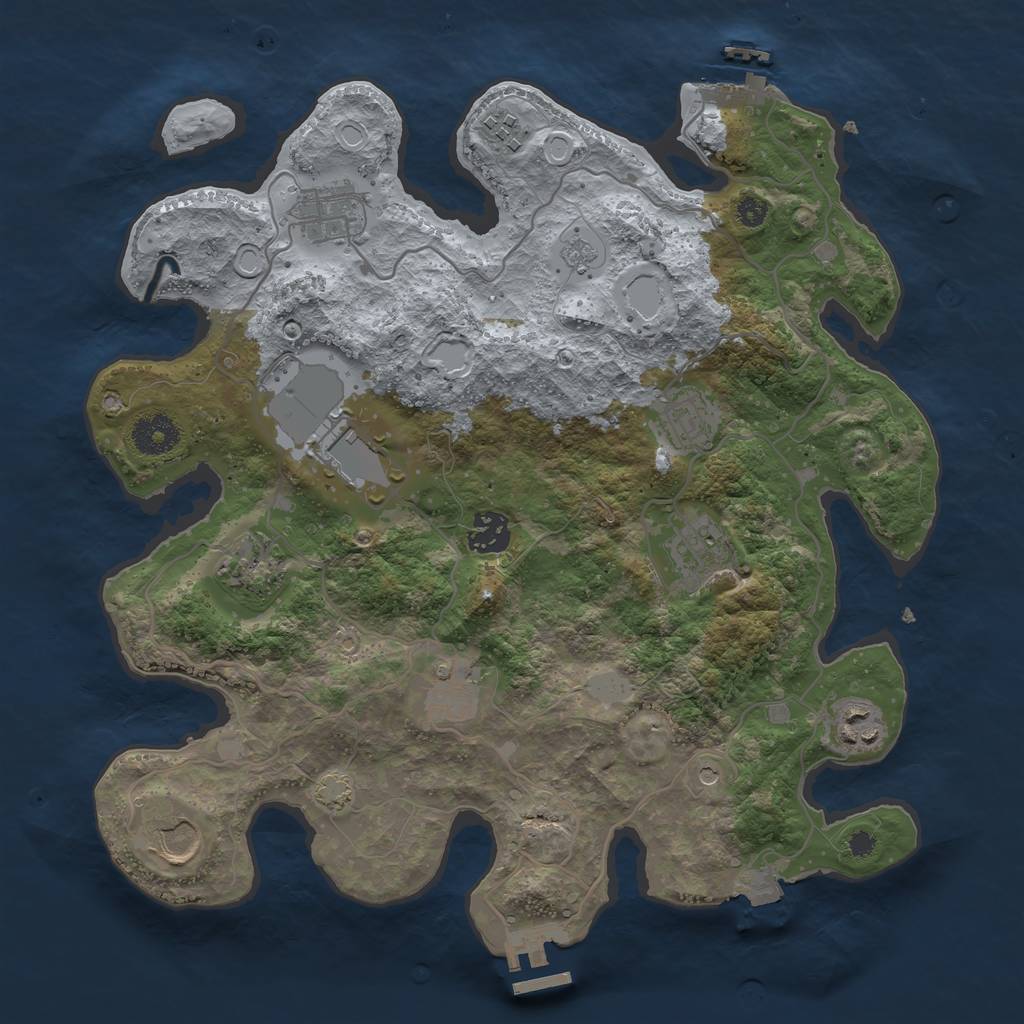 Rust Map: Procedural Map, Size: 3500, Seed: 1907578058, 18 Monuments