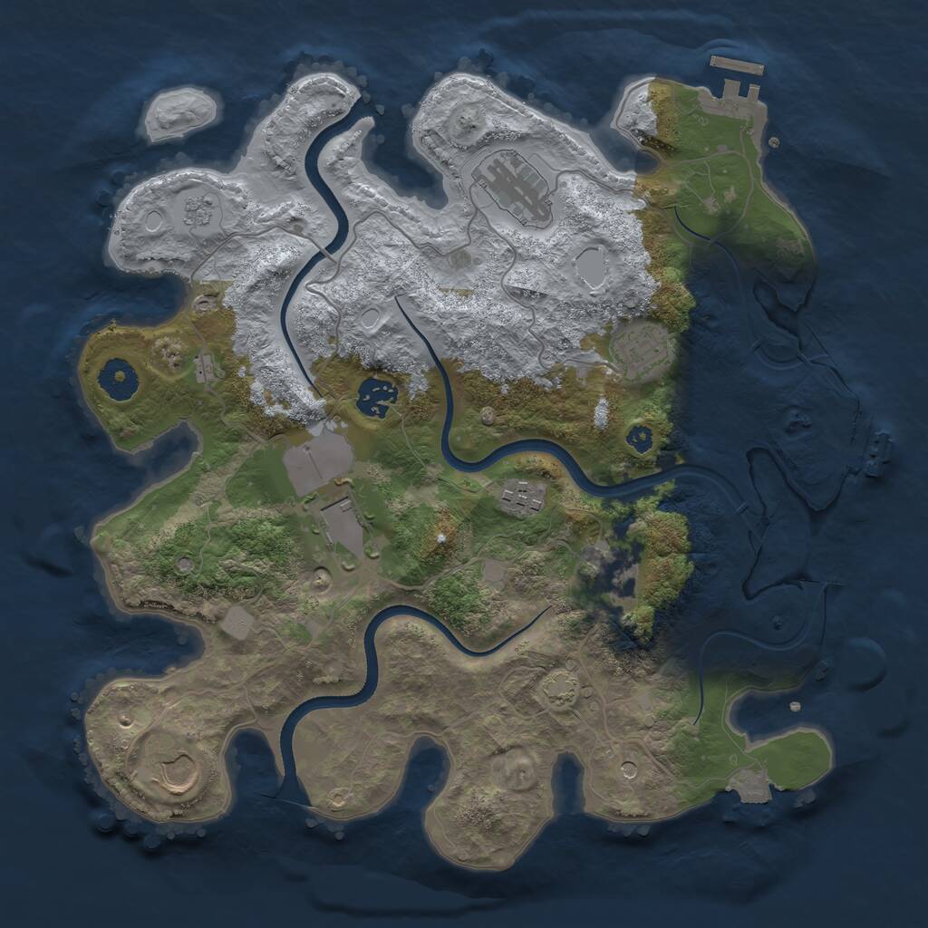 Rust Map: Procedural Map, Size: 3500, Seed: 1907578058, 13 Monuments