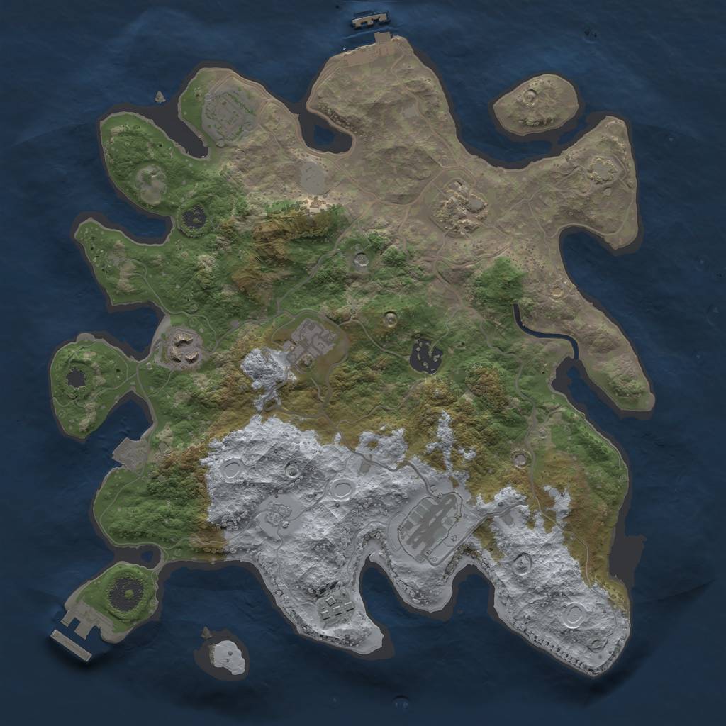 Rust Map: Procedural Map, Size: 3250, Seed: 999, 15 Monuments