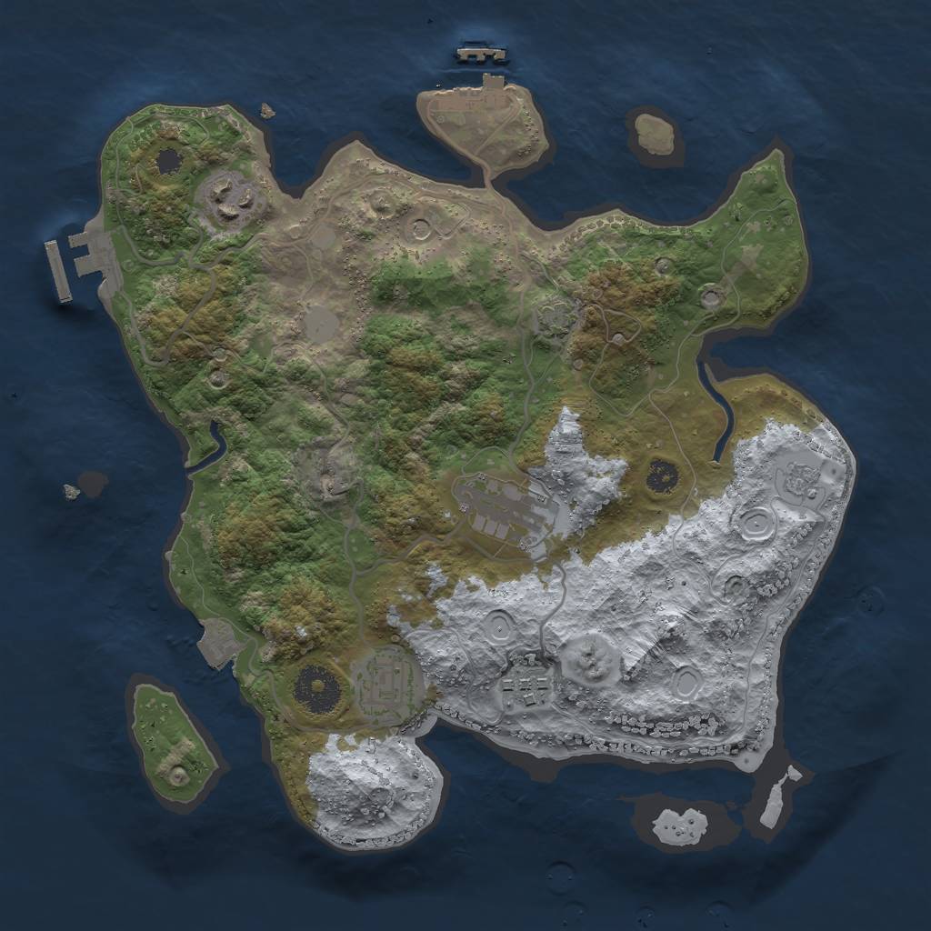 Rust Map: Procedural Map, Size: 3000, Seed: 1550036002, 12 Monuments