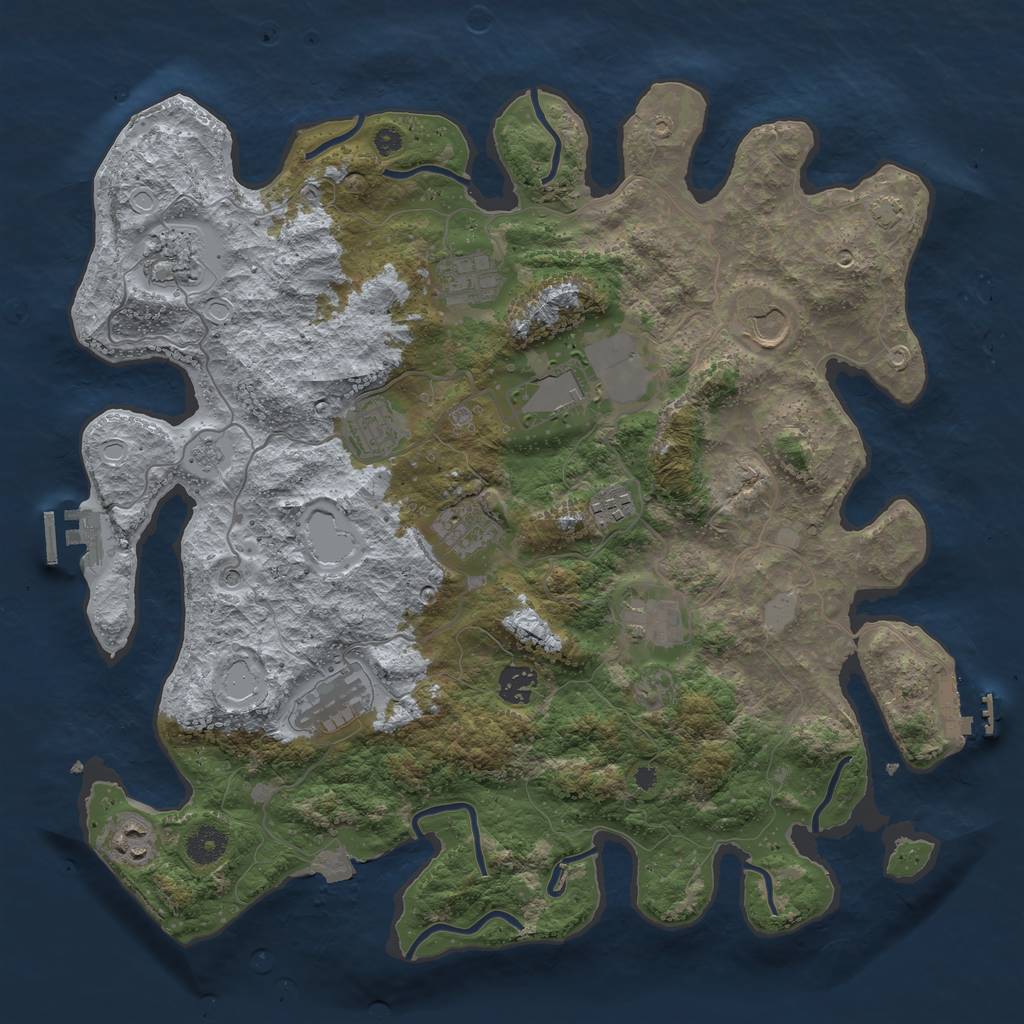Rust Map: Procedural Map, Size: 3900, Seed: 56321436, 19 Monuments