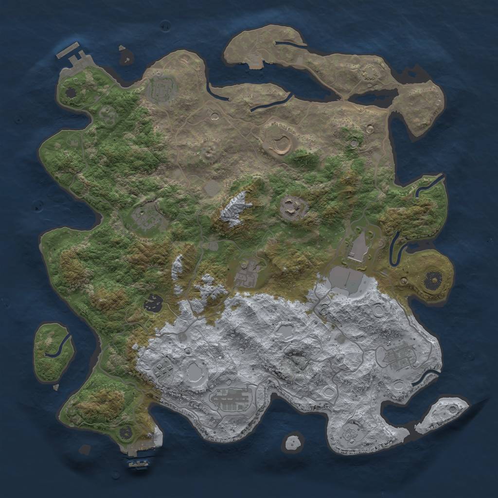 Rust Map: Procedural Map, Size: 4000, Seed: 123789, 18 Monuments