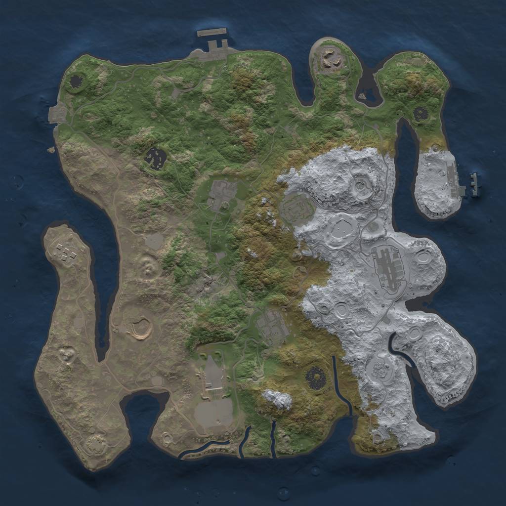 Rust Map: Procedural Map, Size: 3500, Seed: 455089064, 17 Monuments