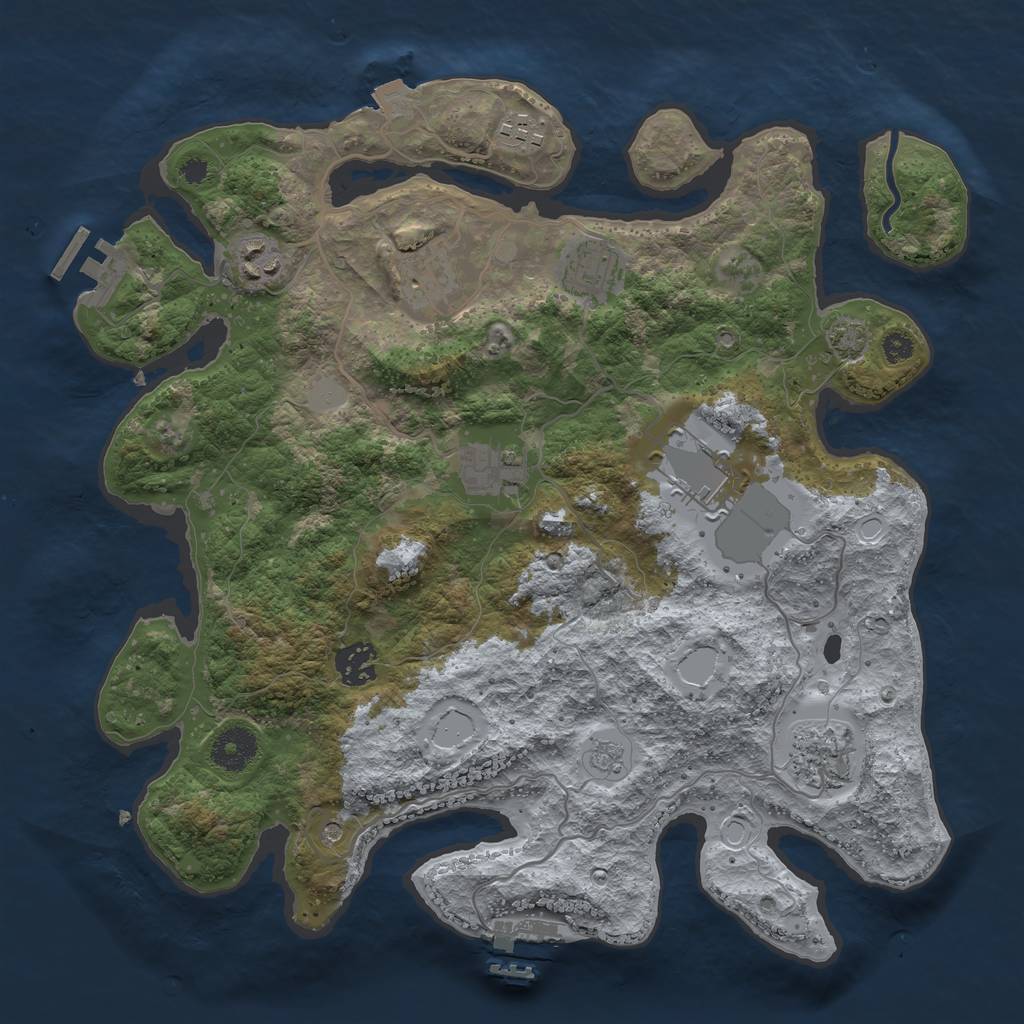 Rust Map: Procedural Map, Size: 3500, Seed: 1428261136, 16 Monuments