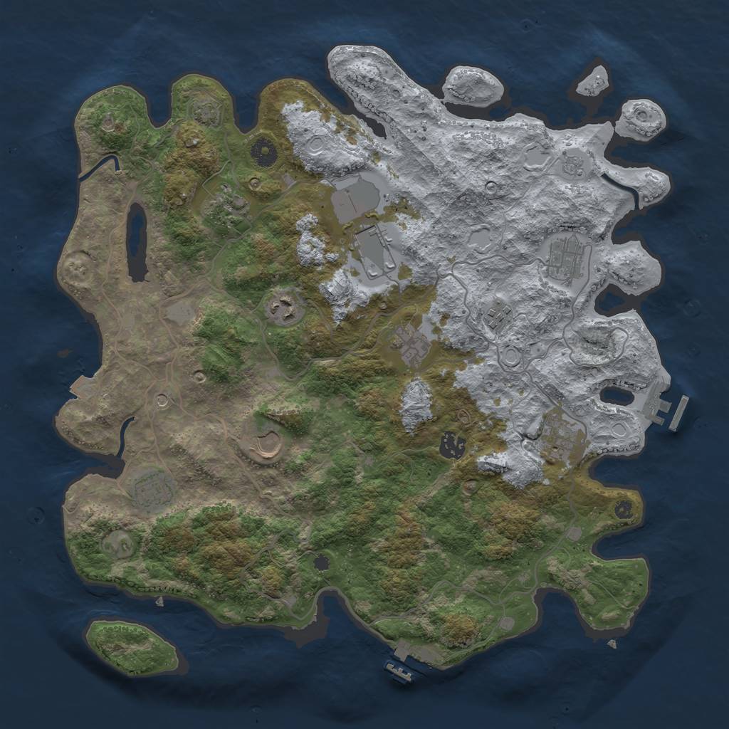 Rust Map: Procedural Map, Size: 4000, Seed: 657041826, 18 Monuments