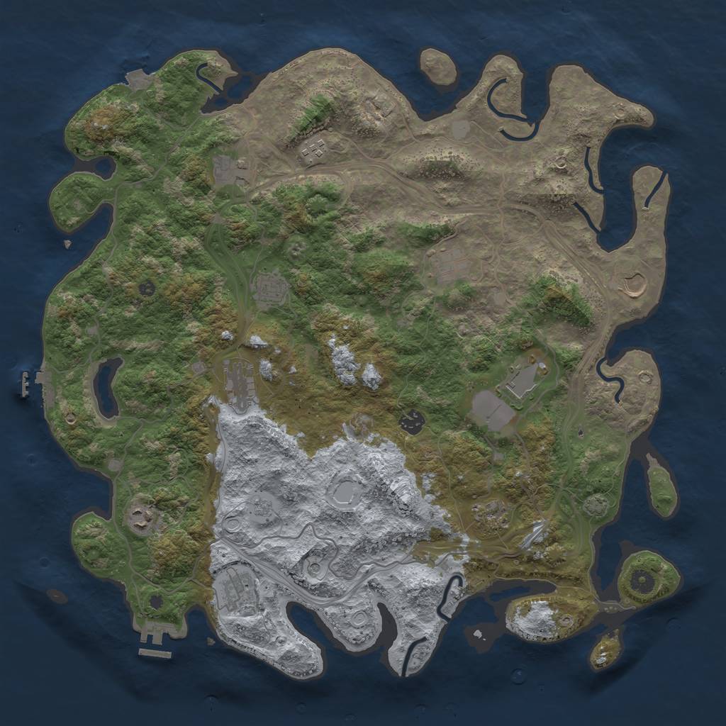 Rust Map: Procedural Map, Size: 4500, Seed: 19960314, 19 Monuments