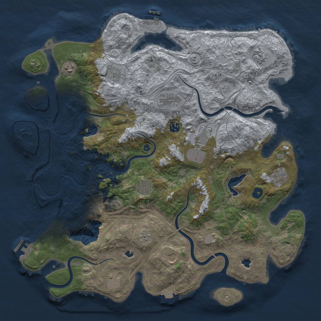 Rust Map: Procedural Map, Size: 4500, Seed: 1102829887, 17 Monuments