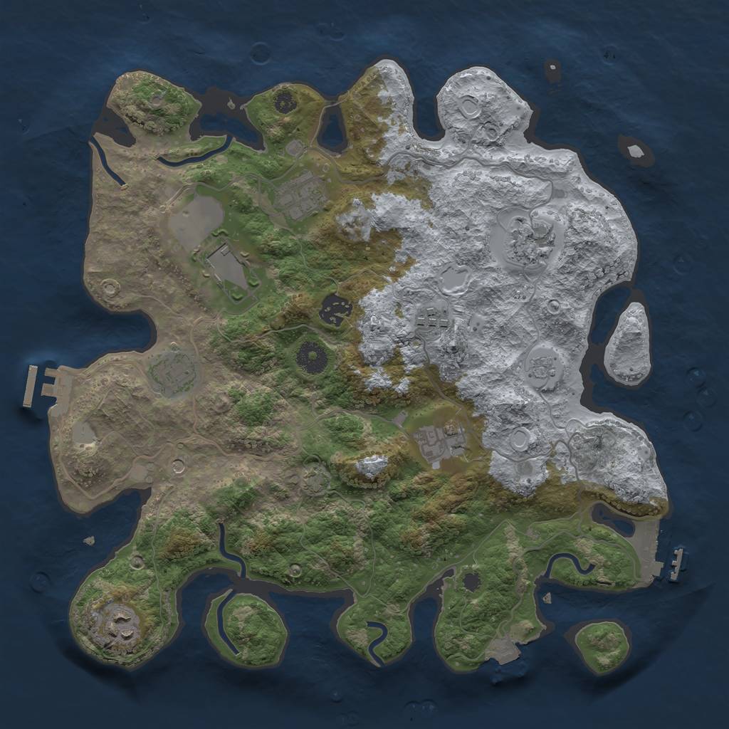 Rust Map: Procedural Map, Size: 3500, Seed: 1392606929, 16 Monuments