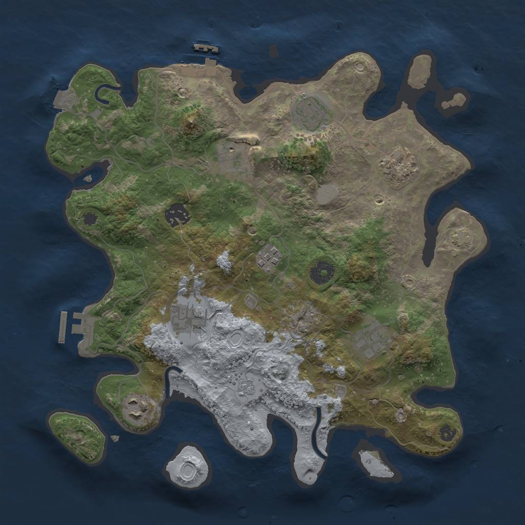 Rust Map: Procedural Map, Size: 3300, Seed: 1874921616, 15 Monuments