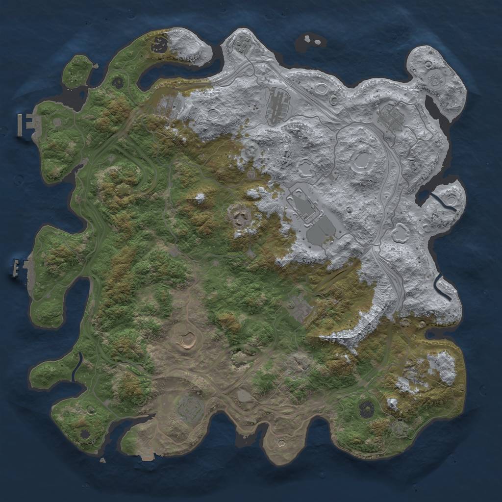 Rust Map: Procedural Map, Size: 4500, Seed: 1592781408, 19 Monuments