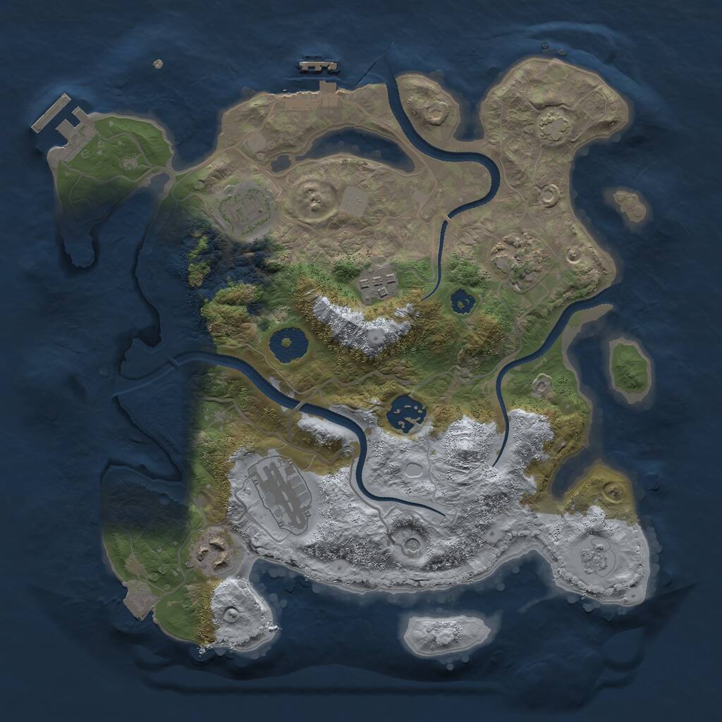 Rust Map: Procedural Map, Size: 3000, Seed: 77942, 12 Monuments