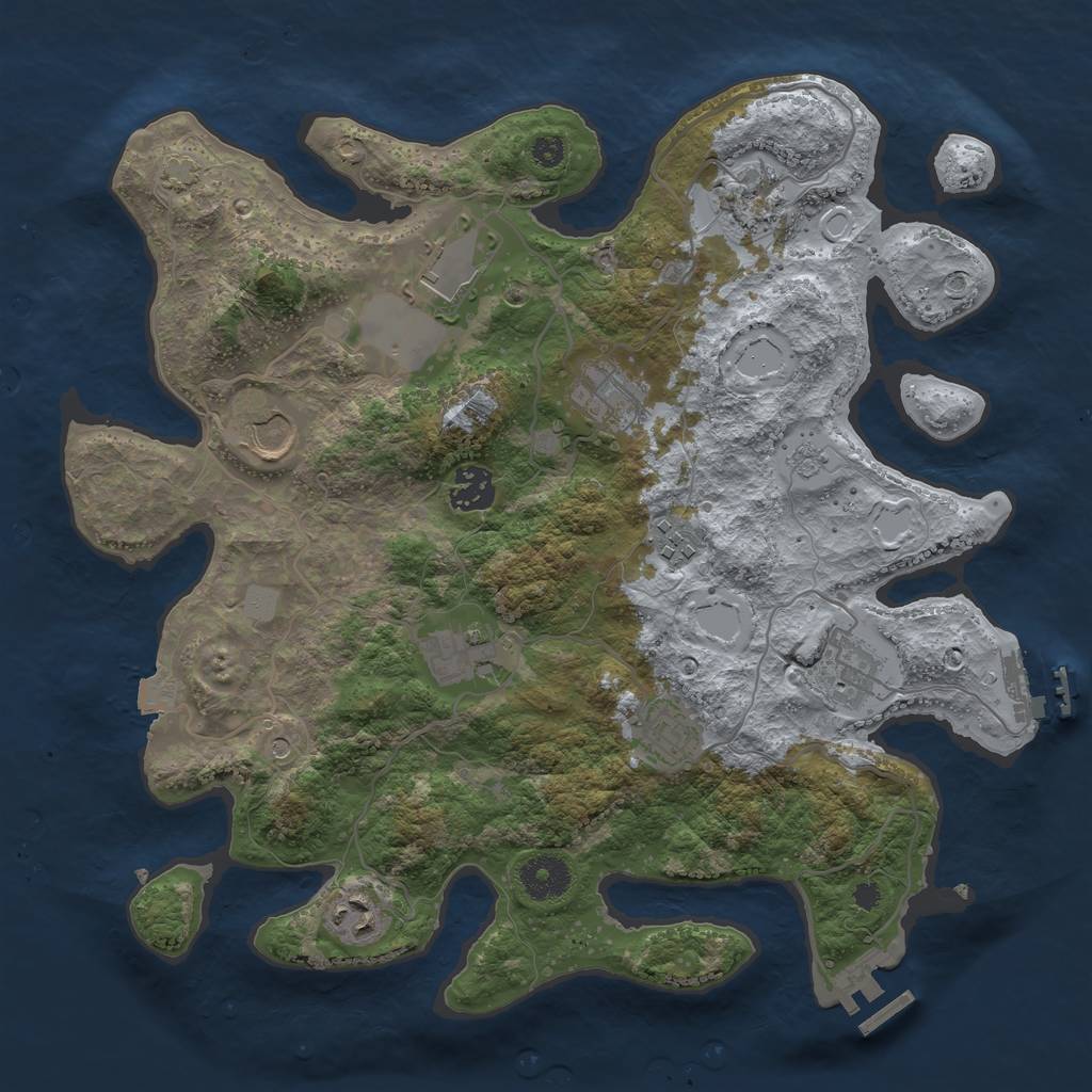 Rust Map: Procedural Map, Size: 3500, Seed: 392943587, 18 Monuments